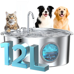 GROOKPET fontaine d'eau pour grands chiens avec niveau d'eau visible.