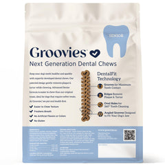 Groovies Senior texture flexible, friandises dentaires, facilite la mastication chez le chien.