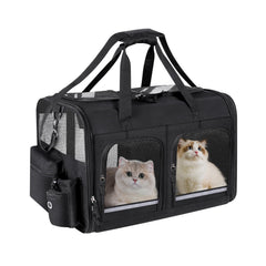 Groxkox porte-chat double avec compartiments zippés avant, rangement pratique.