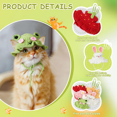 Chapeau Guiqulai fraise pour chat, look ludique et léger.