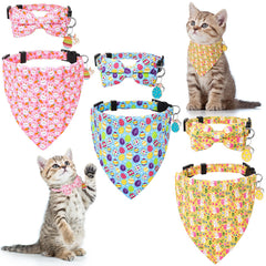 Guiqulai ensemble de 6 colliers chat Paques avec cloche et bandana.