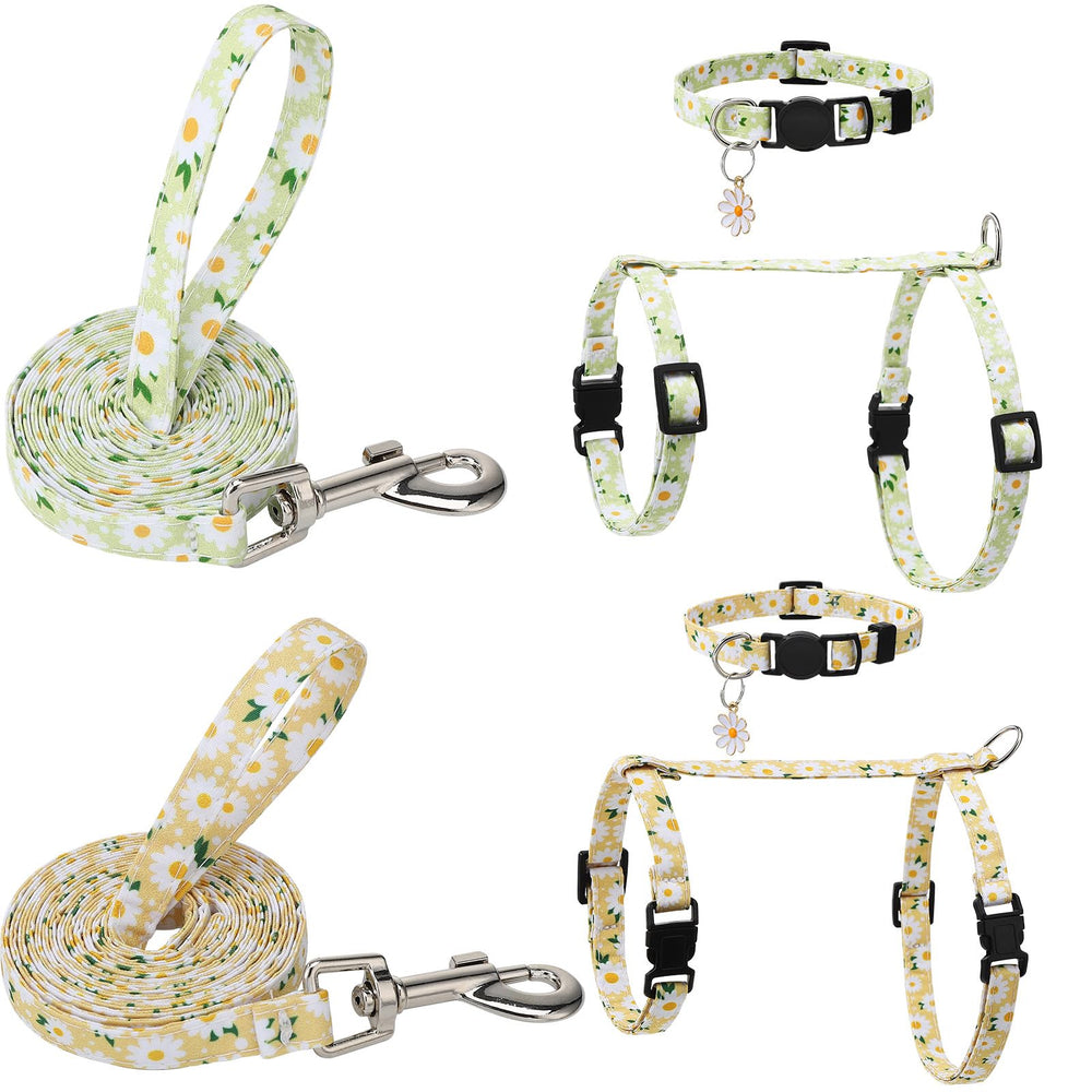 Guiqulai harnais chat fleurs, ensemble 2 pack pour promenades sûres et confortables.