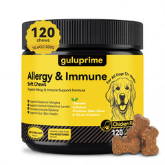 Guluprime pour chien, allergie-relief gommes: soutien des allergies saisonnières et équilibre immunitaire.