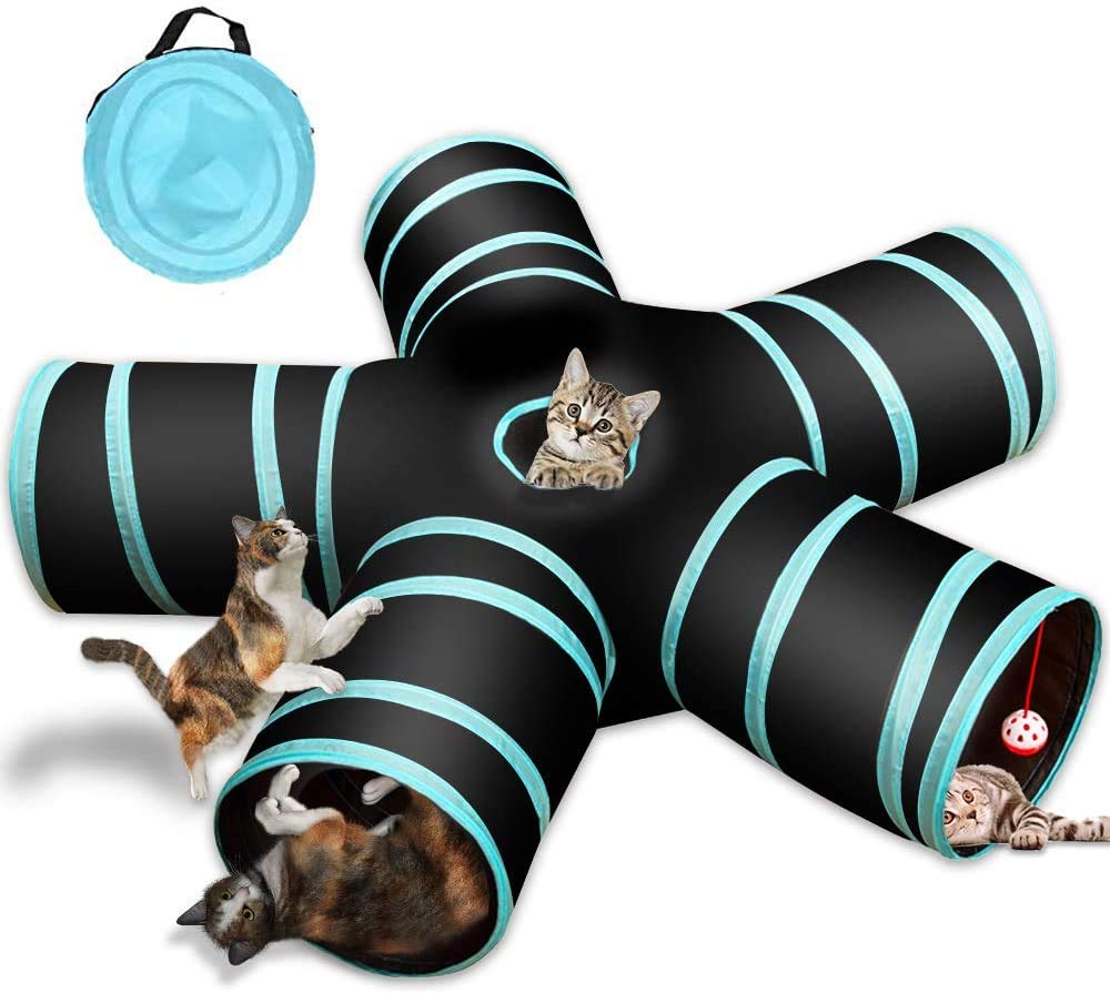 GUSTYLE tunnel chat 5 voies, tunnel pliable pour jeux actifs.