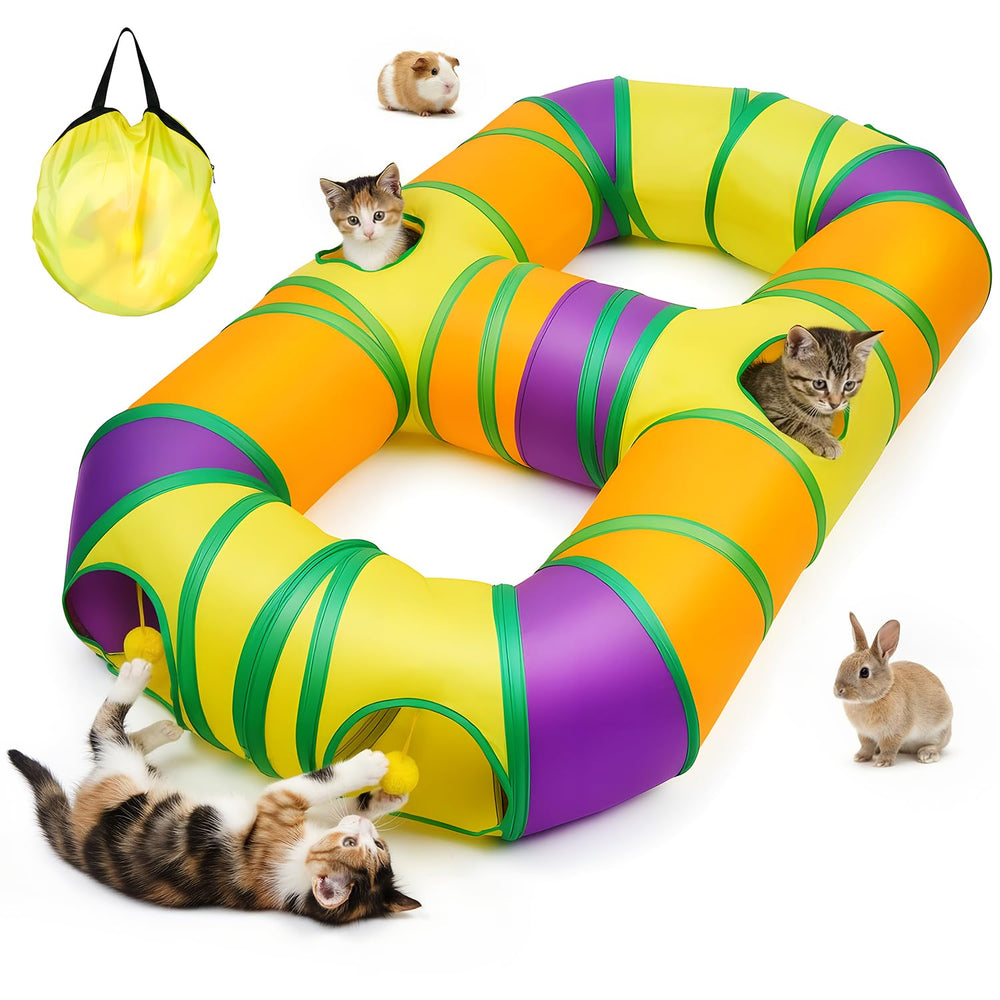 GUSTYLE tunnel-chat-8-forme-pliable, stimule l'activité et l'exploration des chats.