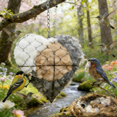 Nid-coeur en fibre GYZOMKBIU, abri douillet pour les oiseaux du jardin.
