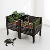 Boîte d’habitat tortue surélevée: design noir et double niveau pratique