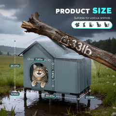 Habutway base-elevee-abri-chat : base surélevée garde le chat au sec.