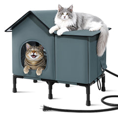 HABUTWAY maison-chat dehors chauffante, refuge extérieur sûr pour chats par temps froid.