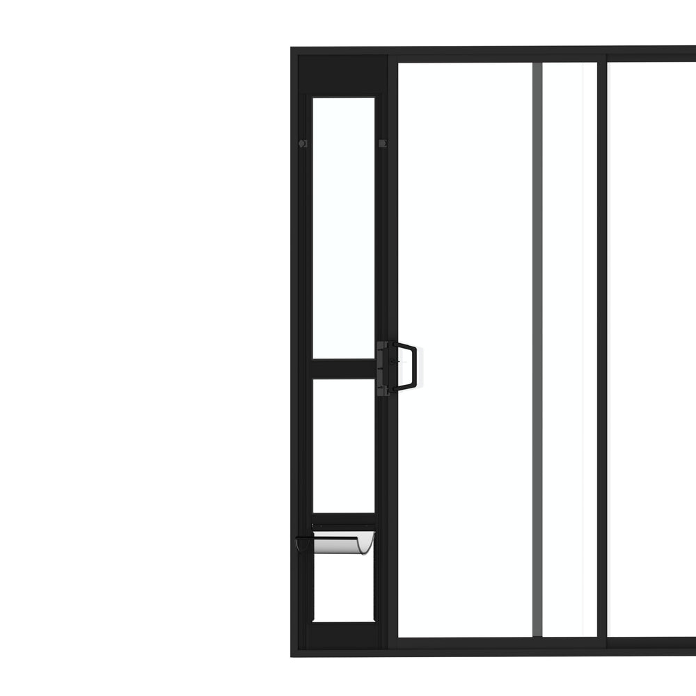 Hakuna Pets porte-patio en verre noir, ensemble complet pour portes coulissantes.