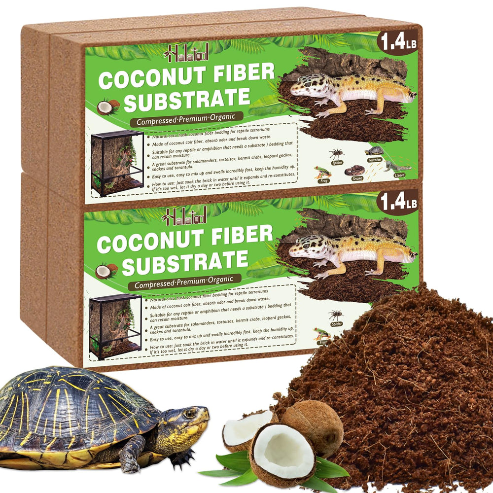 Halatool substrat coco compressé pour tortue, absorption élevée et confort d'habitat.