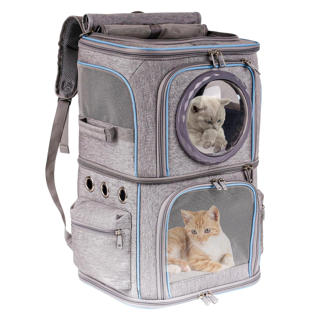 Halinfer sac porte-chat 2-en-1 avec bulle-dome, vue avant, transport sûr.