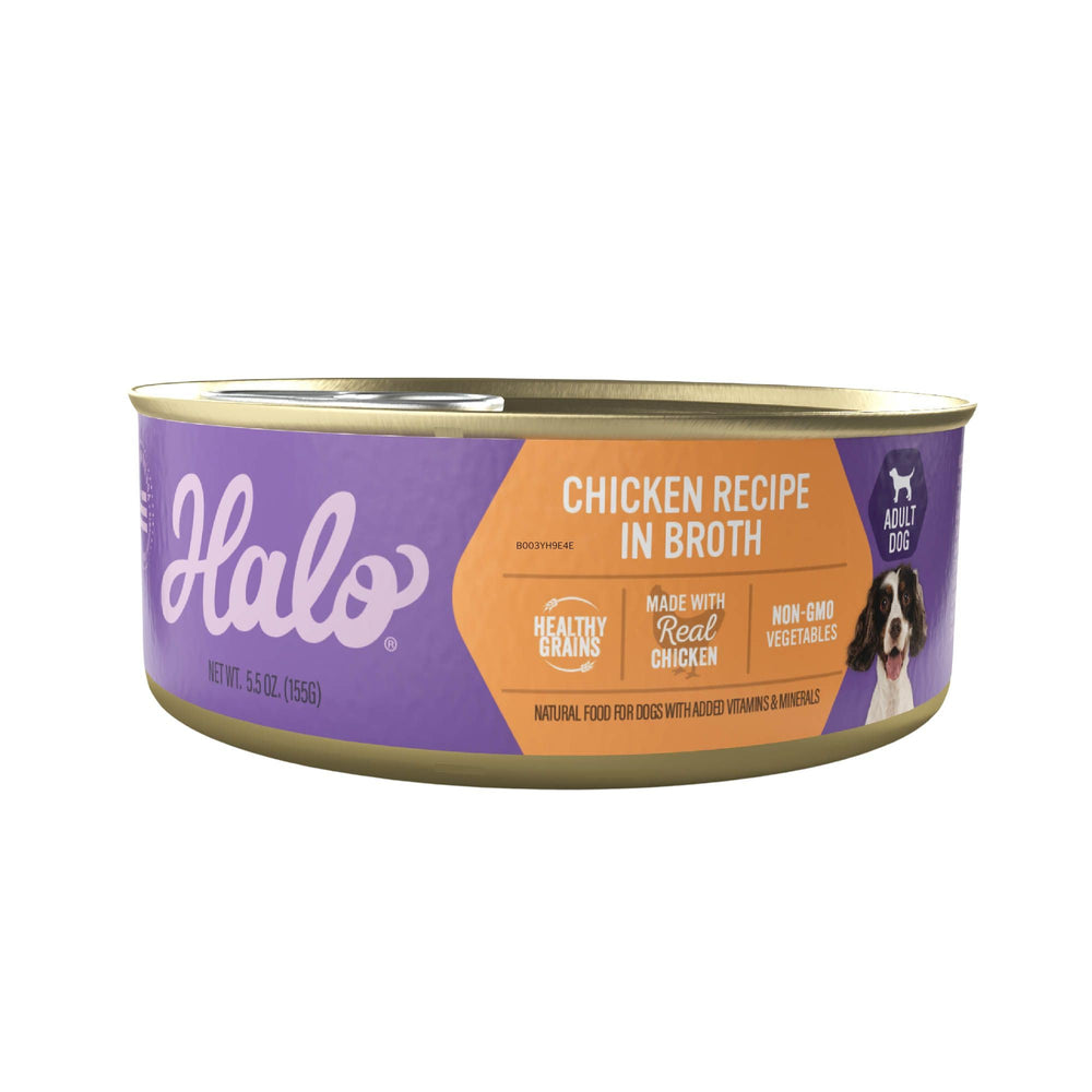 Halo: boîtes humides poulet entier, pack de 12, prêt à l’emploi.