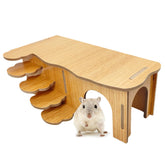 Hamiledyi cachette hamster avec échelle en bois — espace sûr pour se cacher et jouer.