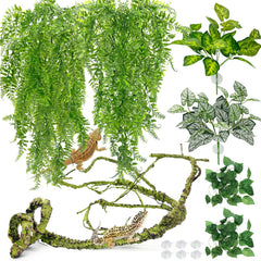 Hamiledyi grandes feuilles pendantes pour terrarium, décor naturel et fixation facile.