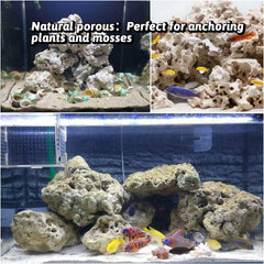 Hamiledyi roche decor pour aquarium, paysage naturel et zones ombragees.