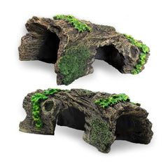 Hamiledyi tronc creux pour aquarium, ensemble de 2 pièces, offre cachette naturelle.