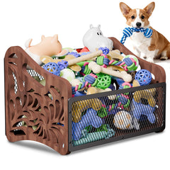 Panier Handrong pour chien, grand et bois, rangement pratique des jouets.