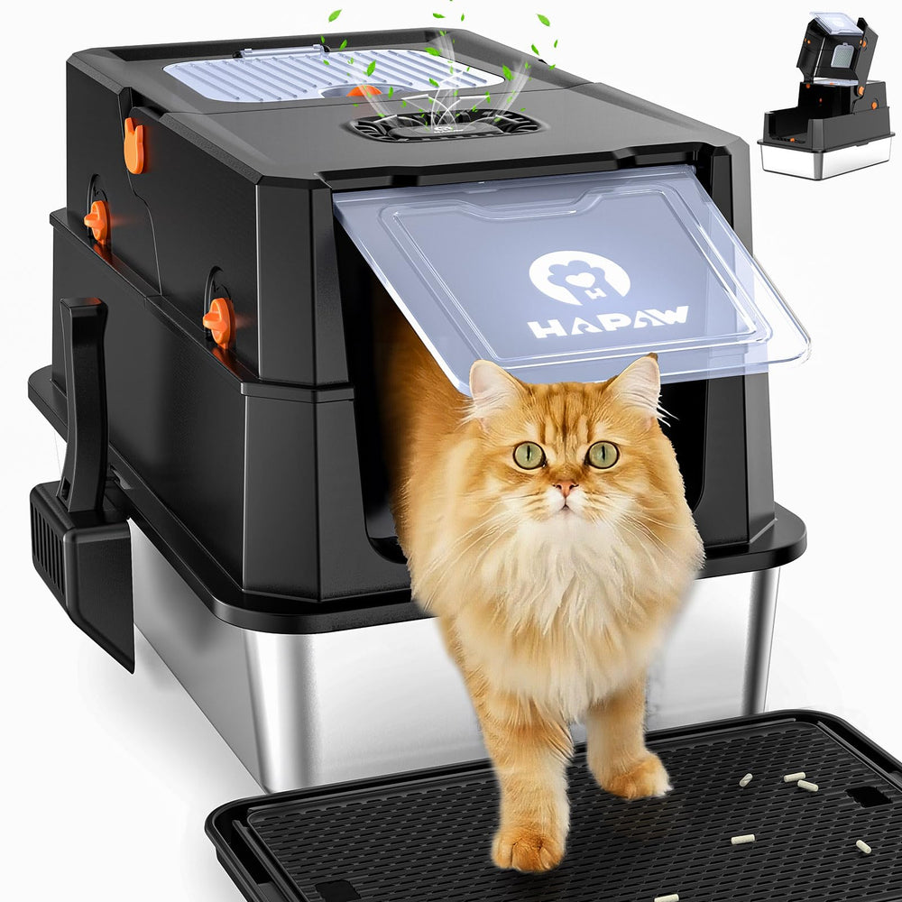 HAPAW bac a litiere en acier inoxydable avec couvercle, longévité et propreté.