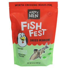 Happy Hen Treats Fish Fest vairon séché, riche en protéines pour l'entraînement des poules.