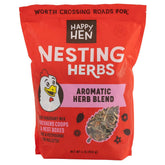 Happy Hen Treats Nesting Herbs, emballage visible, mélange naturel pour le nid