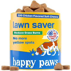 Happy Paws Lawn Saver: bouteille-probiotiques montrant le complément quotidien pour le bien-être digestif.