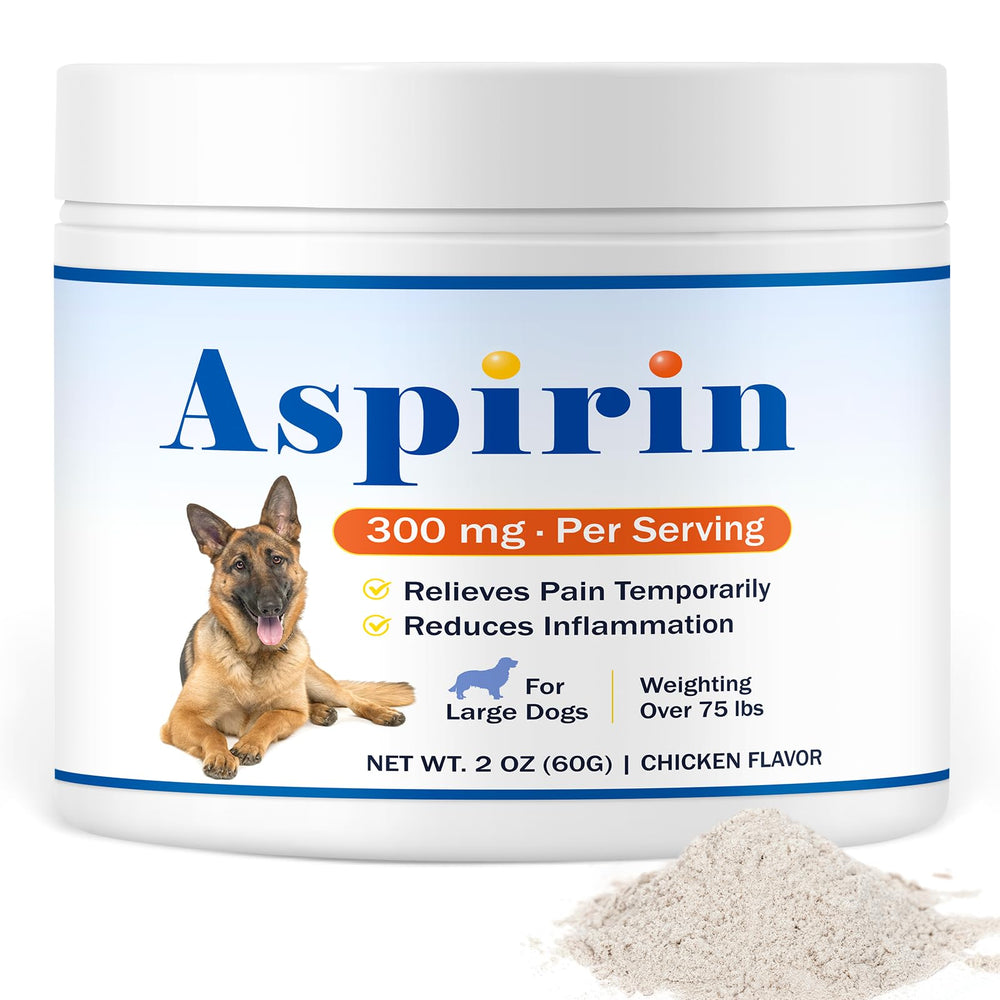 Happy Saffron Plus – poudre aspirine pour grand chien, bocal 300 mg, soulagement temporaire possible.