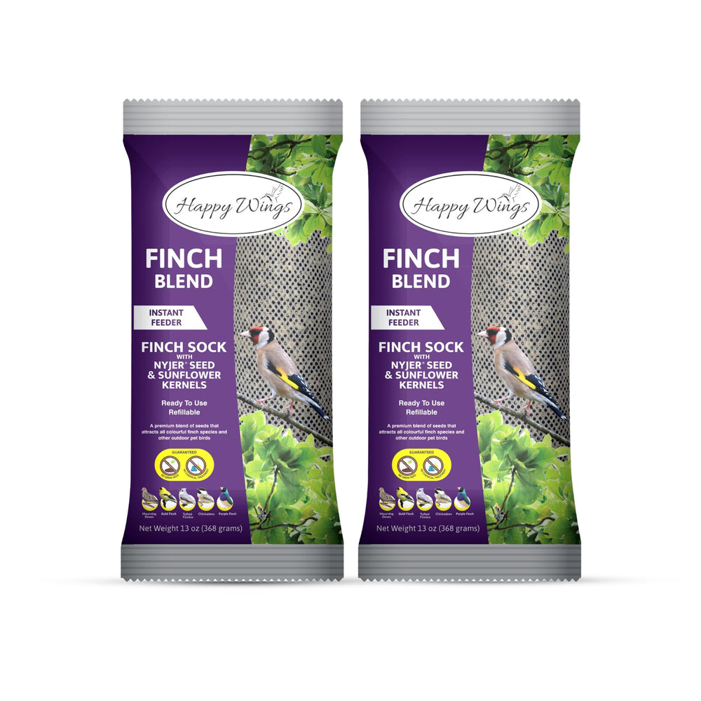 Happy Wings Finch Blend emballage pratique pour nourrir les oiseaux sauvages.
