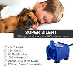 Pompe Happypapa de remplacement pour fontaine chat 2,5 L, usage silencieux.
