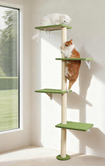 HAPYKITYS Arbre Chat Mural vert, hauteur élevée pour observation et grimpe en intérieur.