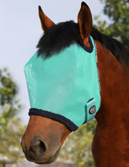 Masque maillage Harrison Howard menthe — face du cheval pour protection UV et confort.