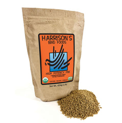Harrison's Aliments pour Oiseaux – emballage des pellets fins haute puissance, nutrition équilibrée.