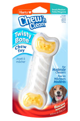 Jouet Hartz Twisty Bone au parfum bacon pour chiens, stimulation de la mastication.