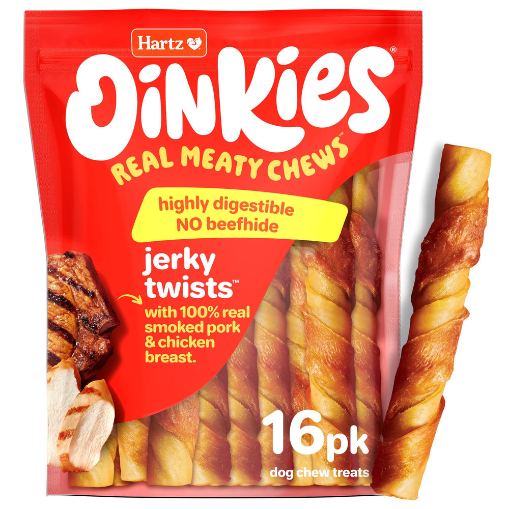 Hartz Oinkies: torsades de peau de porc fumée, emballage 16 pièces.