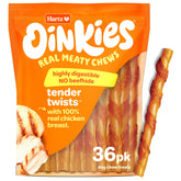 Friandises Hartz Oinkies Tender Twists dans l'emballage, pratique pour sorties.