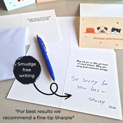 Hat Acrobat ensemble deuil chiens et chats avec enveloppes, pratique pour les échanges sensibles.