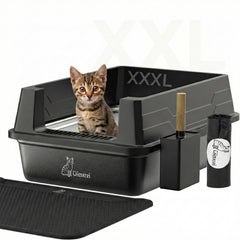 HAUS OF WHISKERS XXXL boîte litière inox – espace généreux pour gros chats et propreté durable