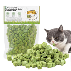HavenJanny emballage d’herbe à chat lyophilisée, pratique pour démarrer le snack.