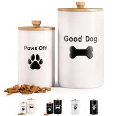 HB Design Co: Conteneur friandisses chien 9x5 avec couvercle bambou etanche.