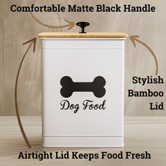 HB Design Co conteneur chien ouverture large et poignée métallique pour verser facilement
