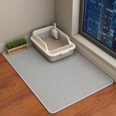 HCY&WLD tapis-litiere-chat-double-couche-gris: capte les particules et garde le sol propre.