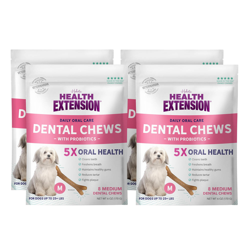 Health Extension Os dentaires probiotiques pour chien moyen – nettoyage ciblé des dents