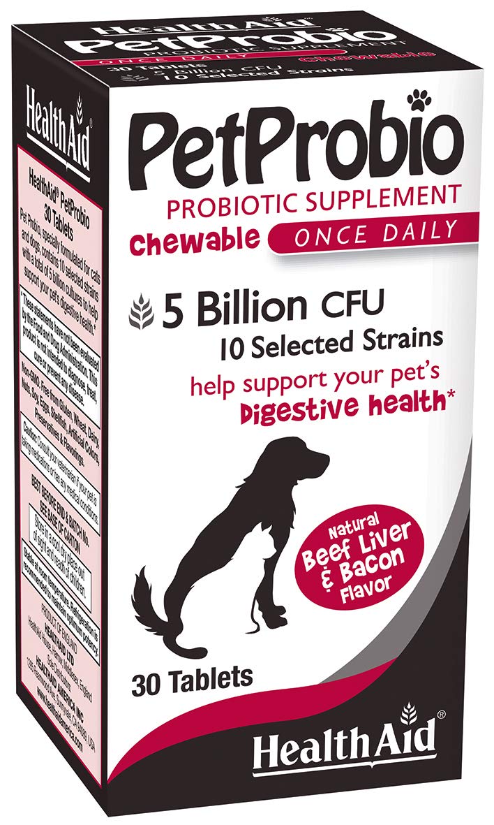 HealthAid PetProbio: boîte et étiquette visibles, pratique et facile à utiliser.