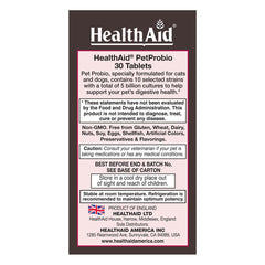 HealthAid PetProbio caplets: capsules faciles à donner pour le soutien digestif quotidien.