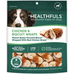 Healthfuls biscuits chien poulet cacahuete 16oz, biscuit croustillant idéal pour récompense quotidienne.