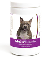 Healthy Breeds friandise molle multivitaminée en bouteille, dose quotidienne pratique.