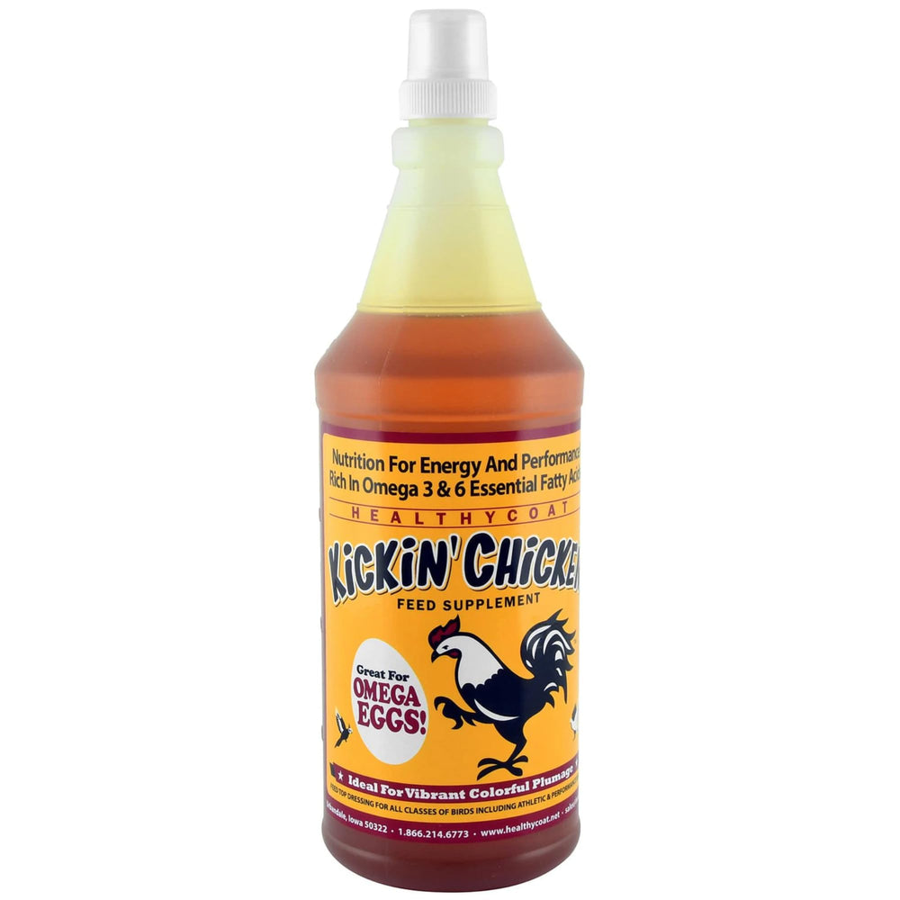 Healthy Coat Kickin: flacon quart pour supplément volailles, dosage pratique