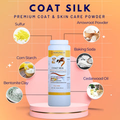 Coat Silk versement poudre : action pratique pour saupoudrer sur le pelage.