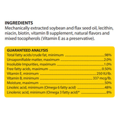 HealthyCoat: étiquette de la bouteille montrant les bénéfices peau et poil.