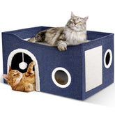 Heeyoo cabane-chat-interieur-grand-nid: espace sécurisé pour le repos du chat.